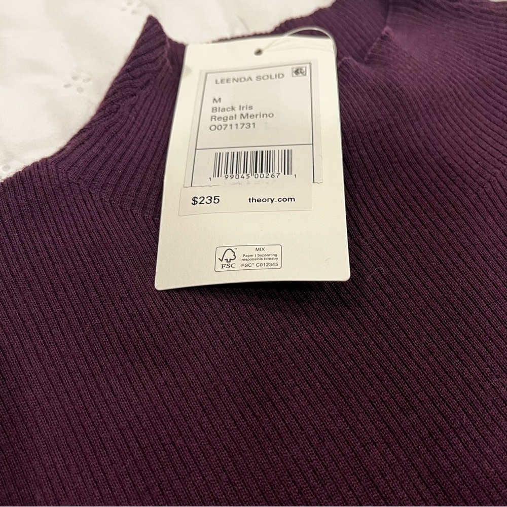 NWT Theory Leenda Merino Wool Mock Neck Sweater in Black Iris - Picture 5 of 5